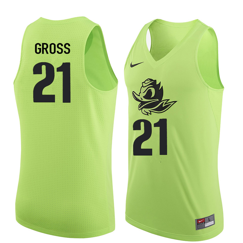 Men Oregon Ducks #21 Evan Gross College Basketball Jerseys Sale-Electric Green